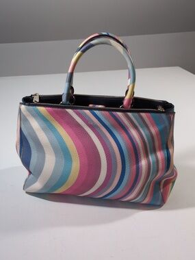 Paul Smith Swirl Top Handle Structured Leather Satchel Bag Multicolor Like New